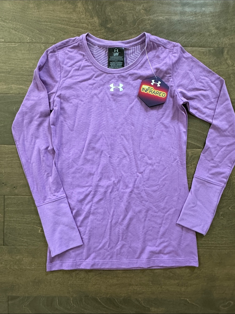New Under Armour Purple Infrared Cold Gear Tee, Size M.